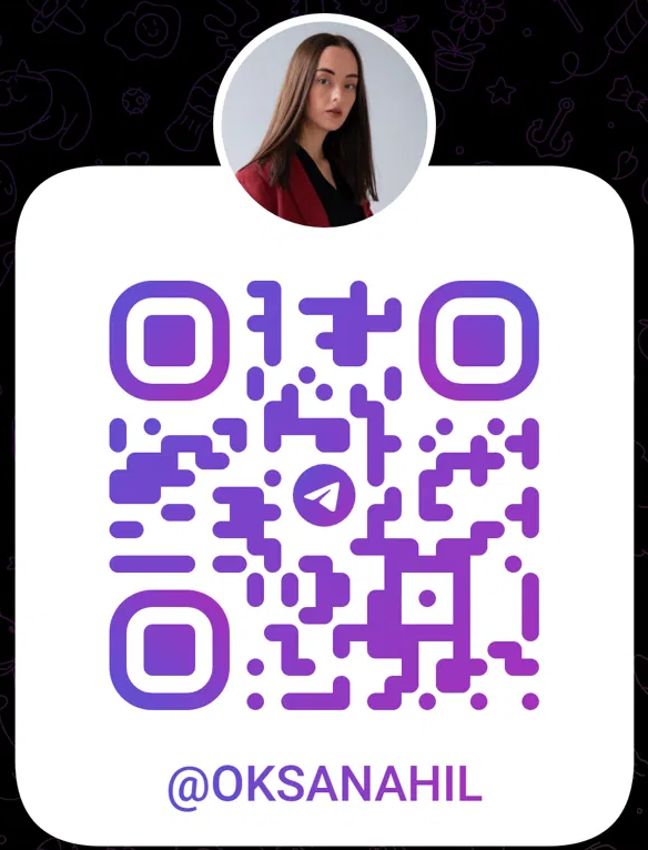 QR-код для переходу в Telegram до @oksanahil