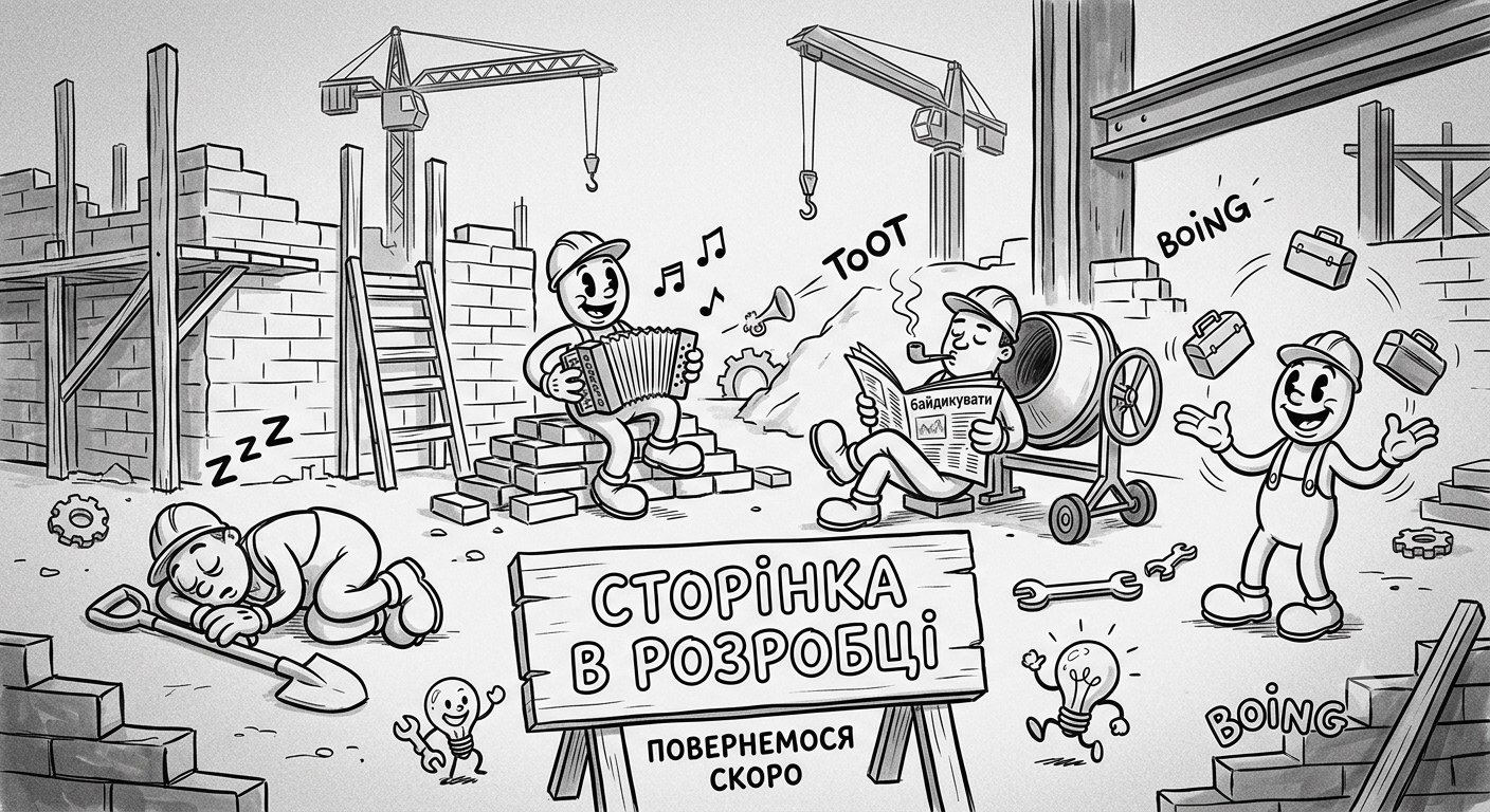 Ілюстрація: сторінка в розробці, повернемося скоро